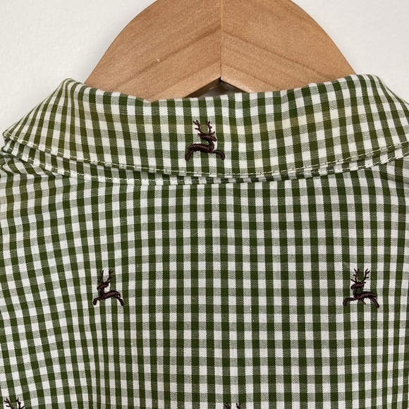 h. moser Salzberg Green Gingham Reindeer Button Front, Size EU 44/L - Picture 14 of 16